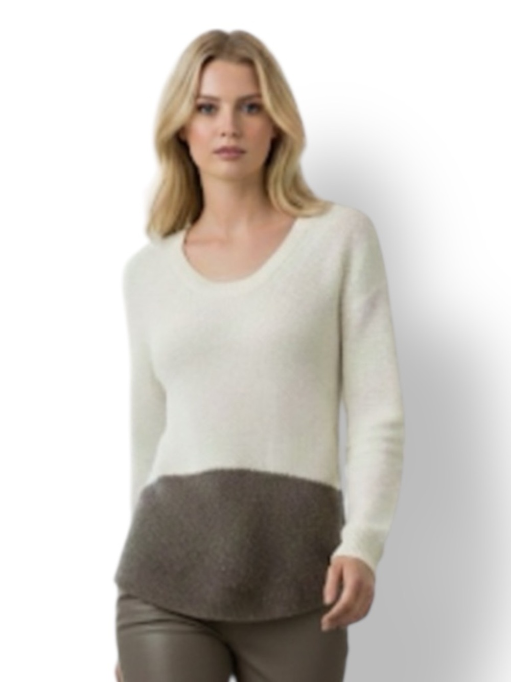Splendid Colorblock Metallic Seed Stitch Knit Sweater Lambswool & Cashmere Bld S